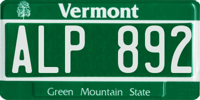 VT license plate ALP892