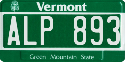VT license plate ALP893