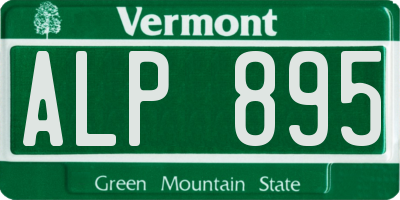 VT license plate ALP895