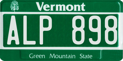 VT license plate ALP898