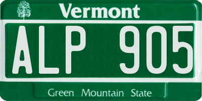 VT license plate ALP905