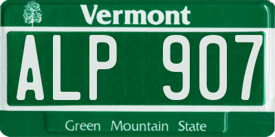 VT license plate ALP907