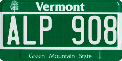 VT license plate ALP908