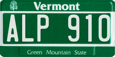 VT license plate ALP910