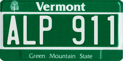 VT license plate ALP911