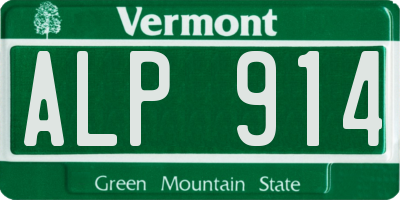 VT license plate ALP914