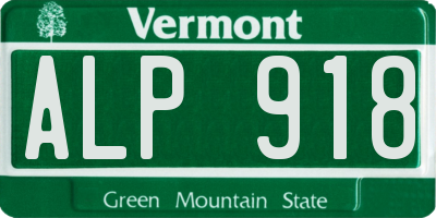 VT license plate ALP918