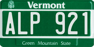 VT license plate ALP921