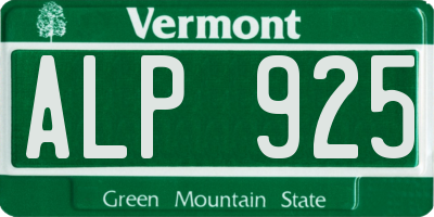 VT license plate ALP925