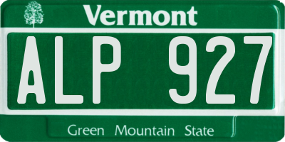VT license plate ALP927