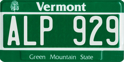VT license plate ALP929