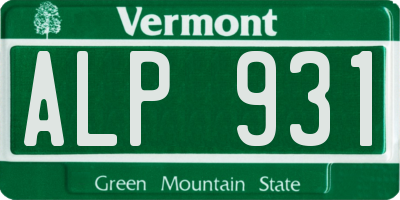 VT license plate ALP931