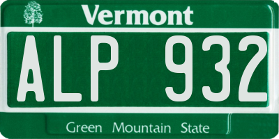 VT license plate ALP932