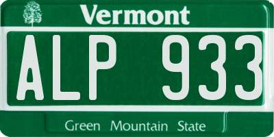 VT license plate ALP933