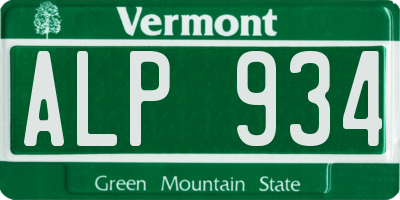 VT license plate ALP934