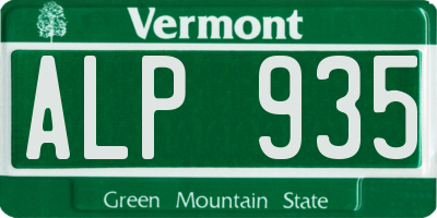 VT license plate ALP935