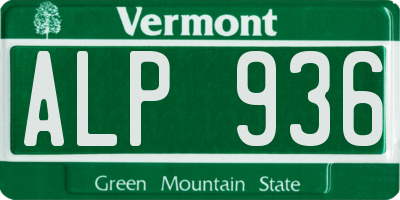 VT license plate ALP936
