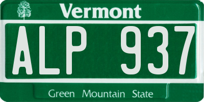 VT license plate ALP937