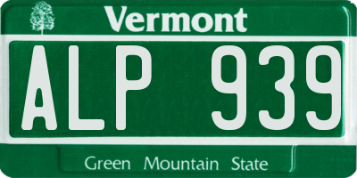 VT license plate ALP939