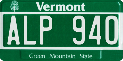 VT license plate ALP940