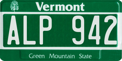 VT license plate ALP942