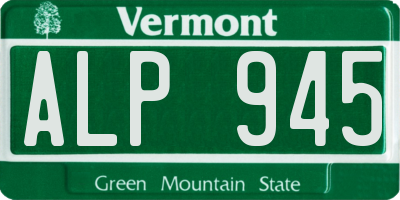 VT license plate ALP945