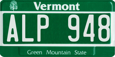 VT license plate ALP948