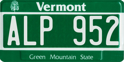 VT license plate ALP952