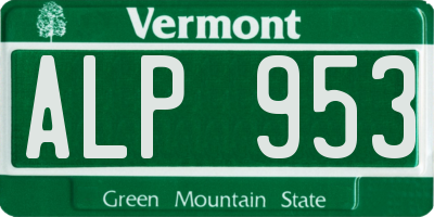 VT license plate ALP953