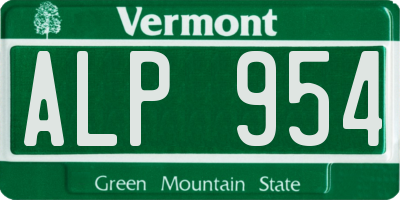 VT license plate ALP954