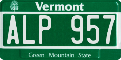VT license plate ALP957