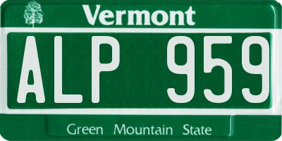 VT license plate ALP959