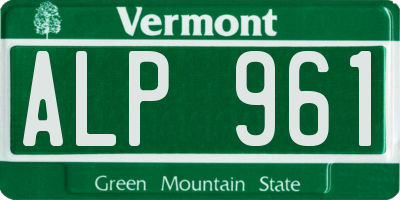 VT license plate ALP961