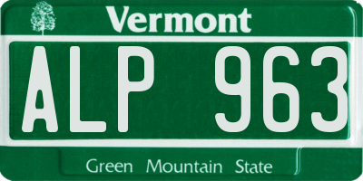 VT license plate ALP963