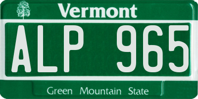 VT license plate ALP965