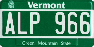 VT license plate ALP966