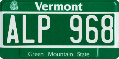VT license plate ALP968