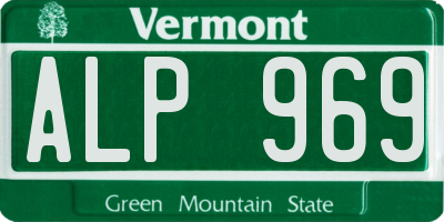 VT license plate ALP969