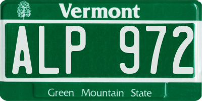VT license plate ALP972