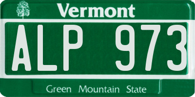 VT license plate ALP973