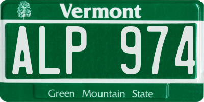 VT license plate ALP974