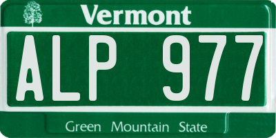 VT license plate ALP977