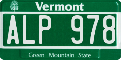 VT license plate ALP978