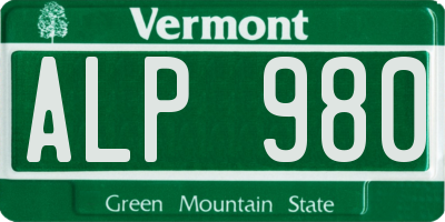 VT license plate ALP980