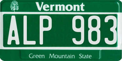 VT license plate ALP983
