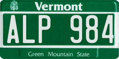 VT license plate ALP984