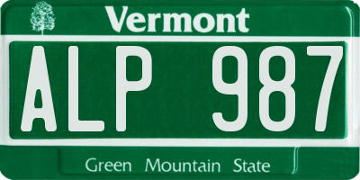 VT license plate ALP987