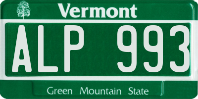 VT license plate ALP993