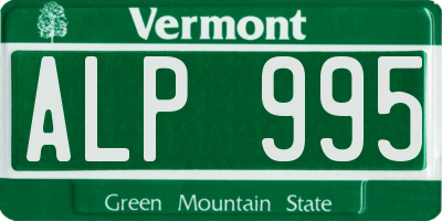 VT license plate ALP995