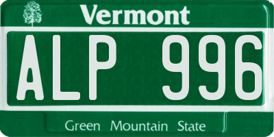 VT license plate ALP996